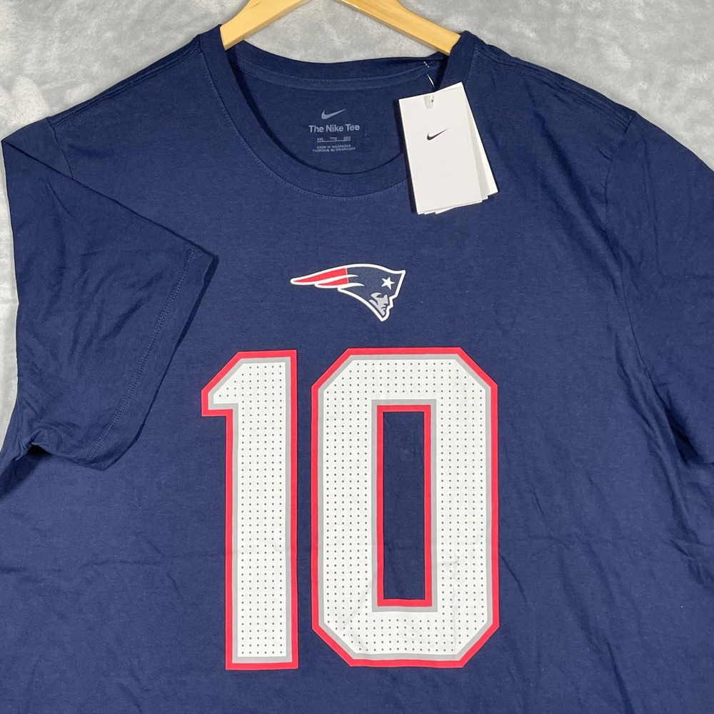 Nike Men New England Patriots Drake Maye 10 Navy Blue NFL Graphic TShirt XXL NEW